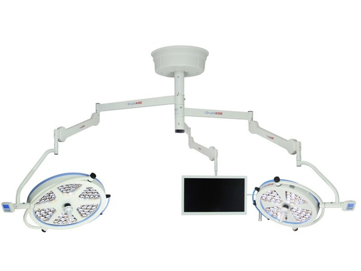 Foco Cirúrgico de Teto Duplo com Monitor – Luz LED