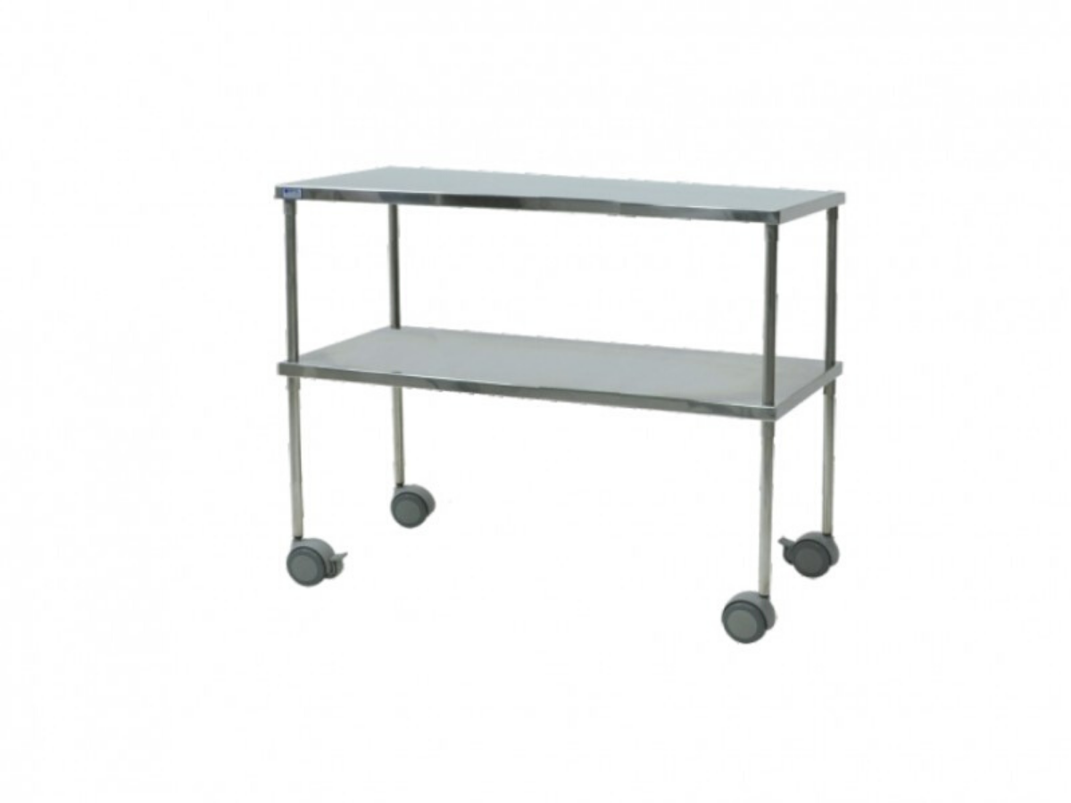 Mesa Auxiliar Inox com Duas Prateleiras – Hospitalar e Clínica